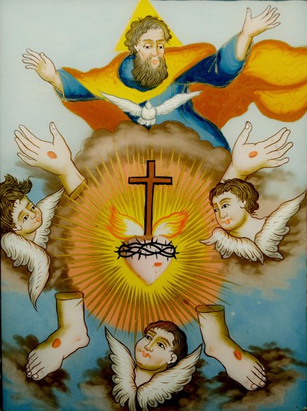 Fünf Wunden Christi - Hl. Trinität oder Hl. Dreifaltigkeit mit den Fünf Wunden Christi, J. Geiger, Murnau, 1. Hälfte 19. Jh.