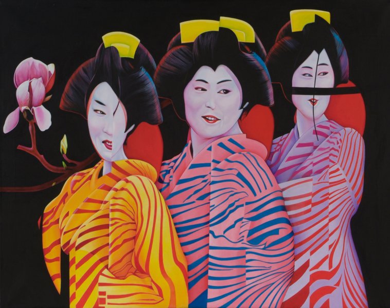 Happy Birthday Mr. President, Öl auf Nessel, 2001, Privatbesitz