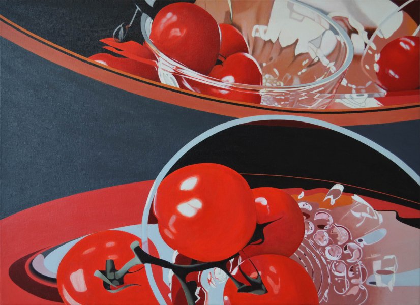 Tomaten, unvollendet, auf Nessel, 2009, Oberammergau Museum